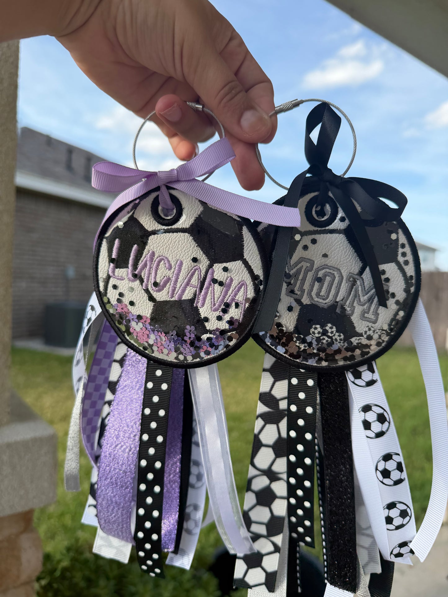 CUSTOM SOCCER RIBBON KEYCHAIN