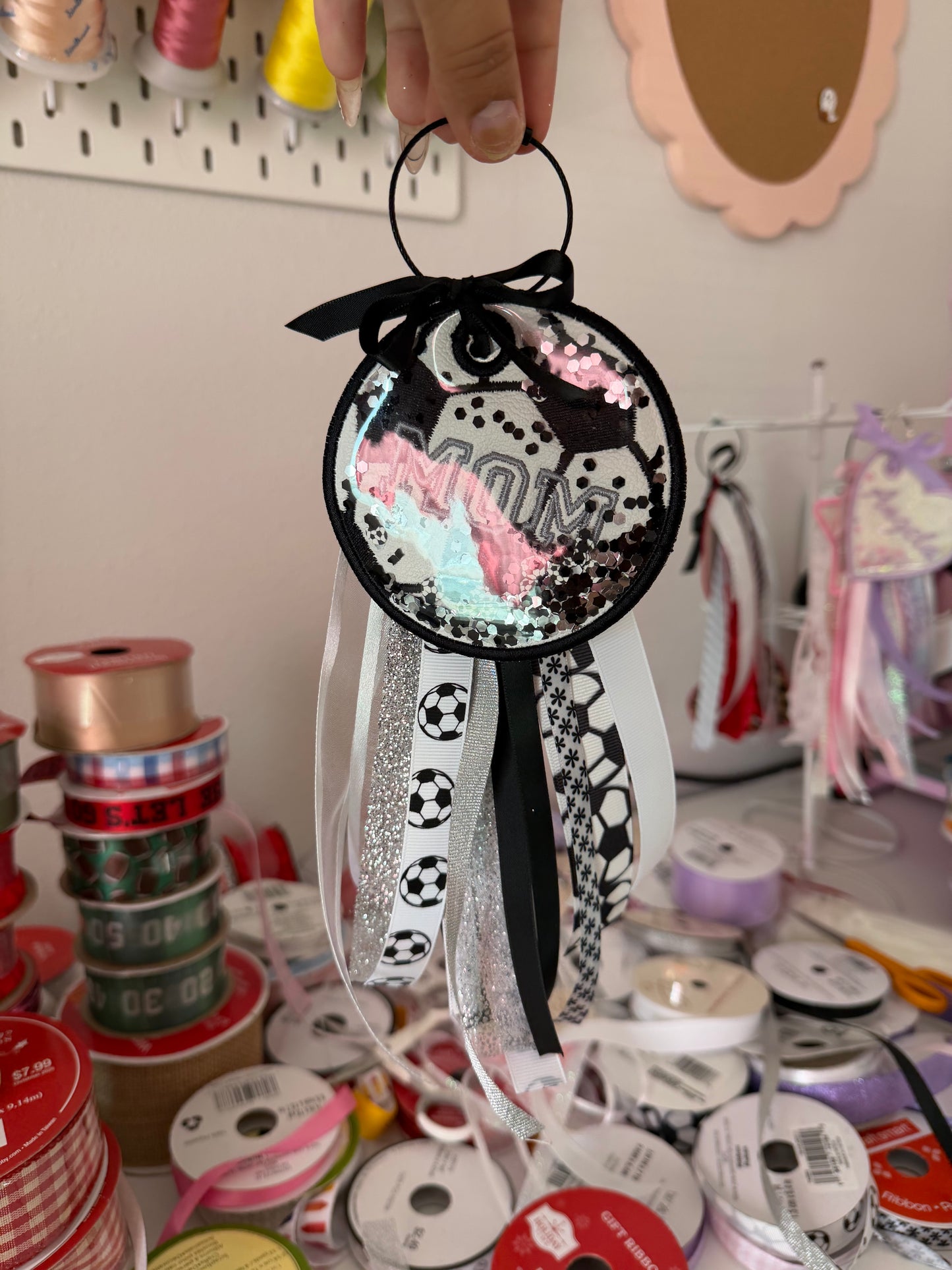 CUSTOM SOCCER RIBBON KEYCHAIN