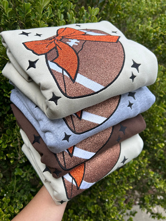 COQUETTE FOOTBALL GLITTER CREWNECK